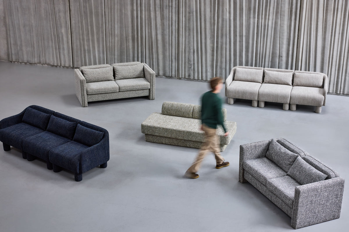 PolsterOase Möbel – Soba Sofa mit Melange, Stoffbezug, Hellgrau – Ansicht 13