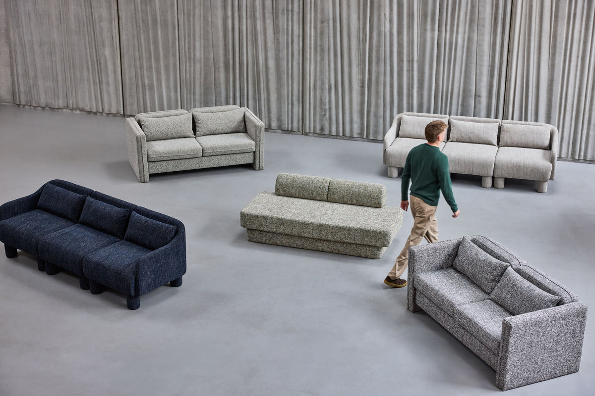 PolsterOase Möbel – Soba Sofa mit Melange, Stoffbezug, Hellgrau – Ansicht 14