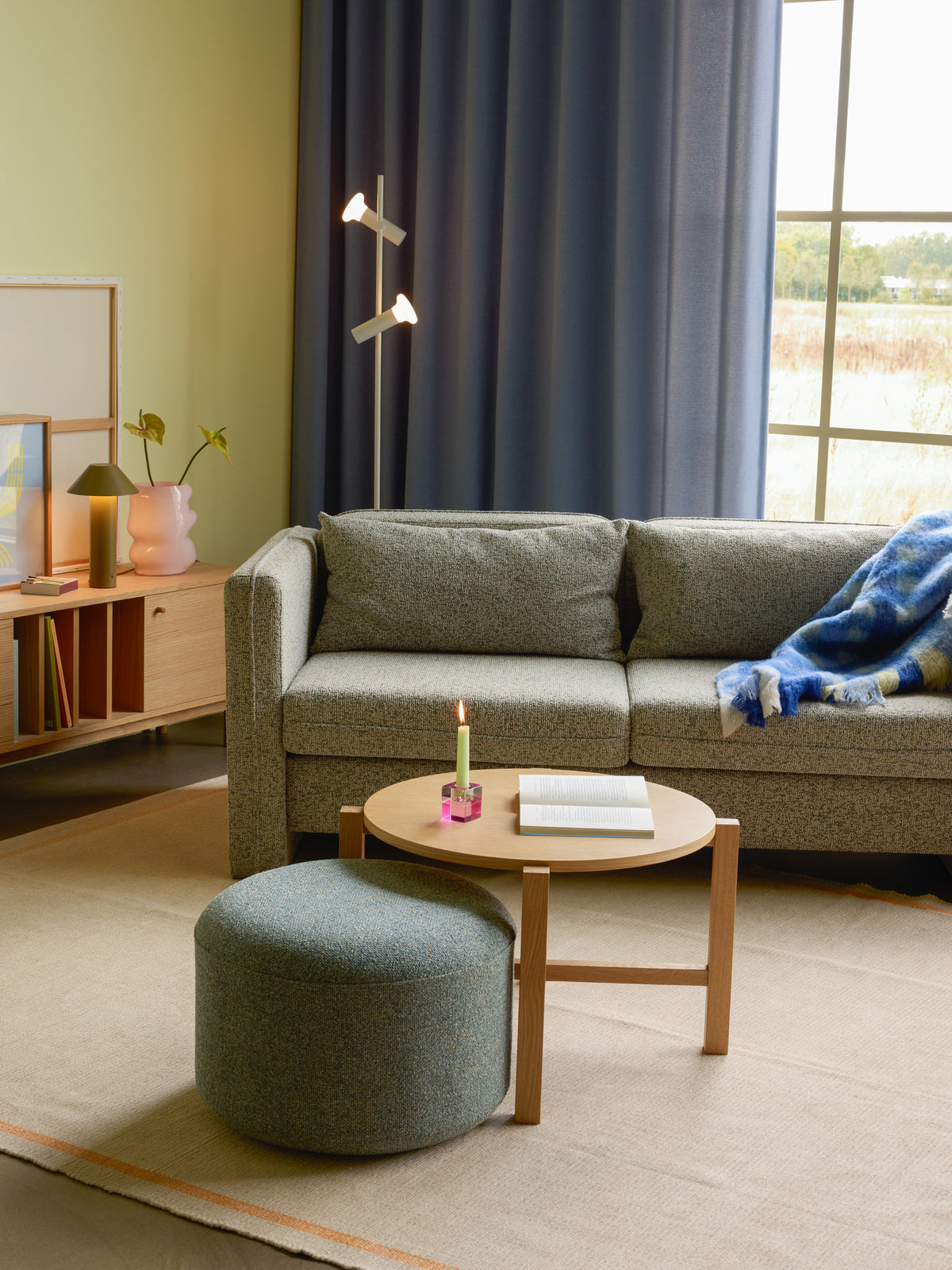 PolsterOase Möbel – Soba Sofa mit Melange, Stoffbezug, Hellgrau – Ansicht 5