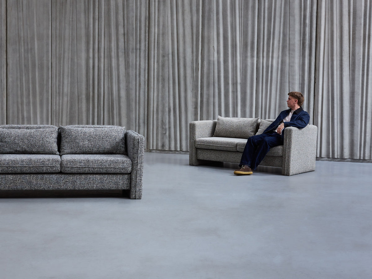 PolsterOase Möbel – Soba Sofa mit Melange, Stoffbezug, Hellgrau – Ansicht 8
