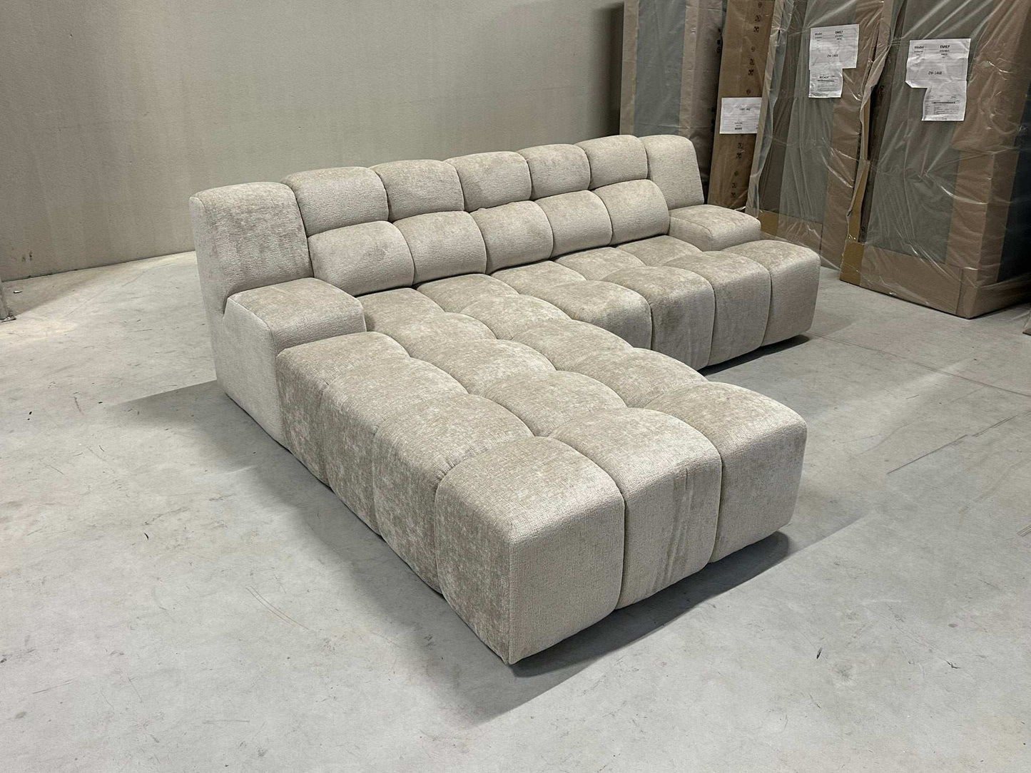 Bubble Sofa / Ecksofa in Chenille Beige - POLSTEROASE