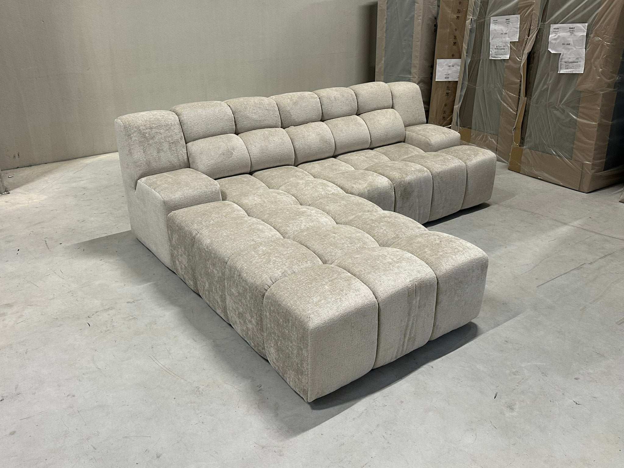 Bubble Sofa / Ecksofa in Chenille Beige - POLSTEROASE
