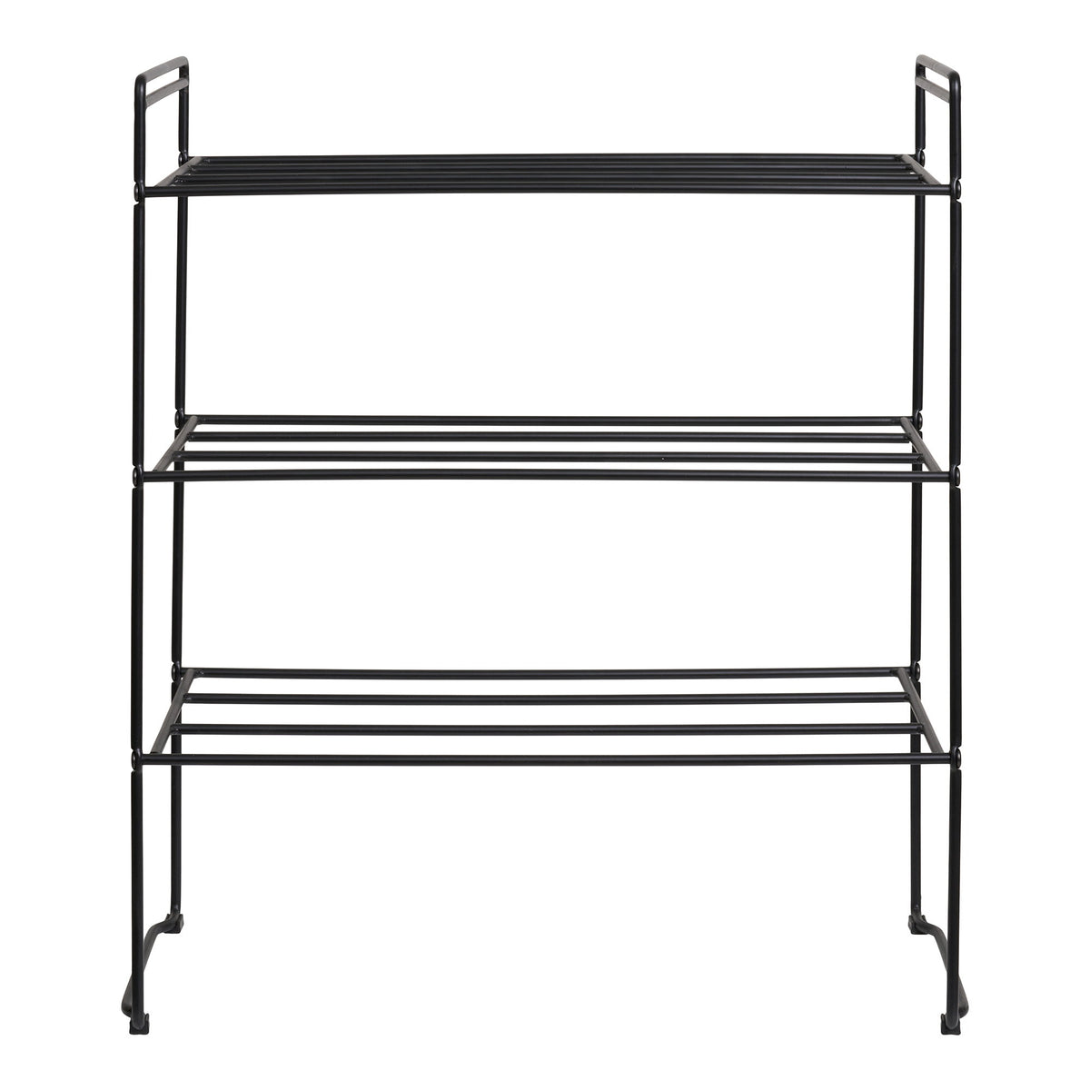 Swansea Schuhregal aus Stahl, 3 Ablagen, Schwarz, 49,5 × 25 × 60 cm