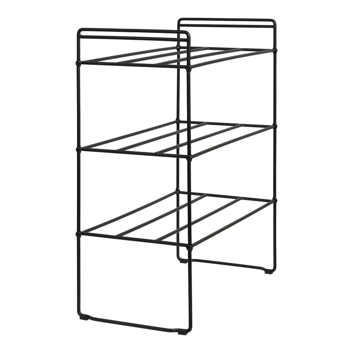 Swansea Schuhregal aus Stahl, 3 Ablagen, Schwarz, 49,5 × 25 × 60 cm