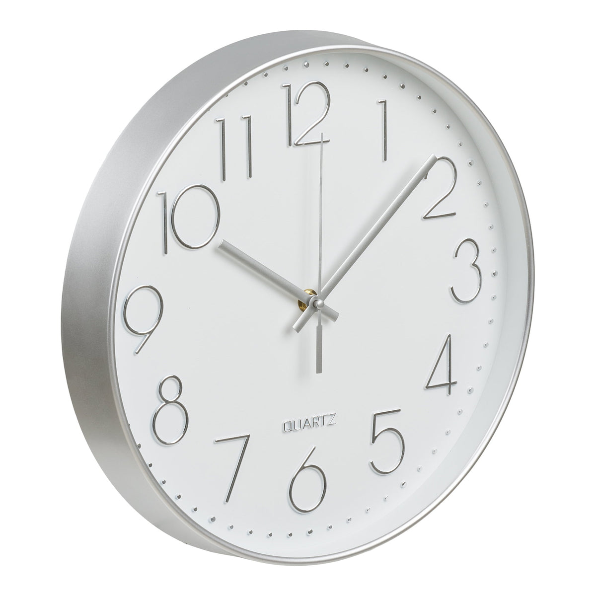 PolsterOase Möbel – Lalibela Wanduhr mit Glasfront und leisem Uhrwerk, Silber, Ø 30 cm – Ansicht 2
