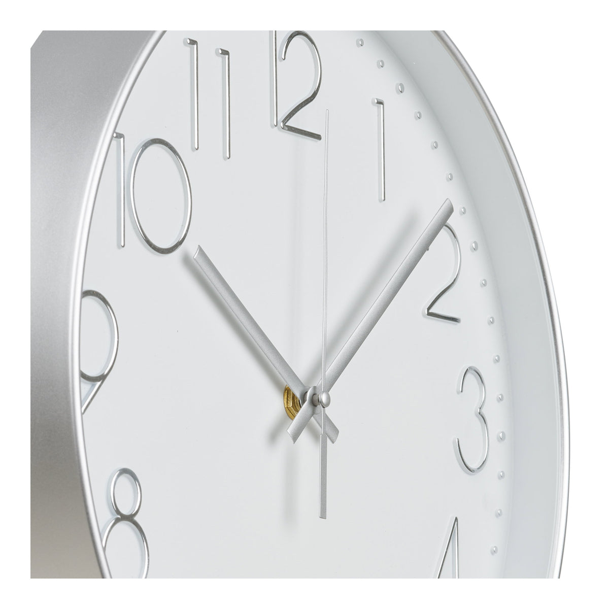PolsterOase Möbel – Lalibela Wanduhr mit Glasfront und leisem Uhrwerk, Silber, Ø 30 cm – Ansicht 3