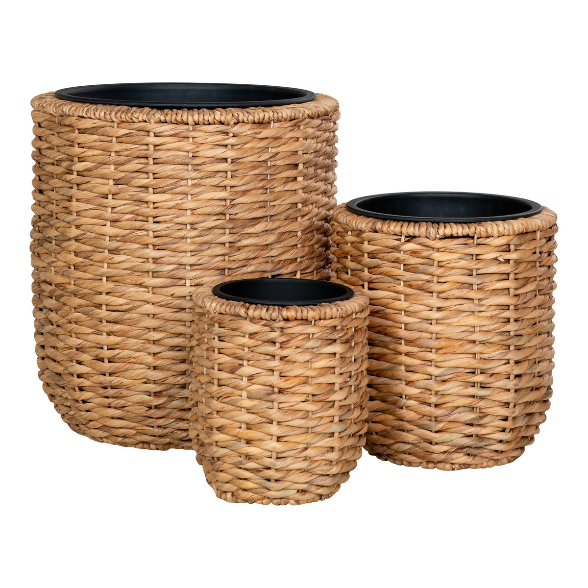 PolsterOase Möbel – Hanoi Blumentöpfe aus Wasserhyazinthe, Natur, 3er, Set