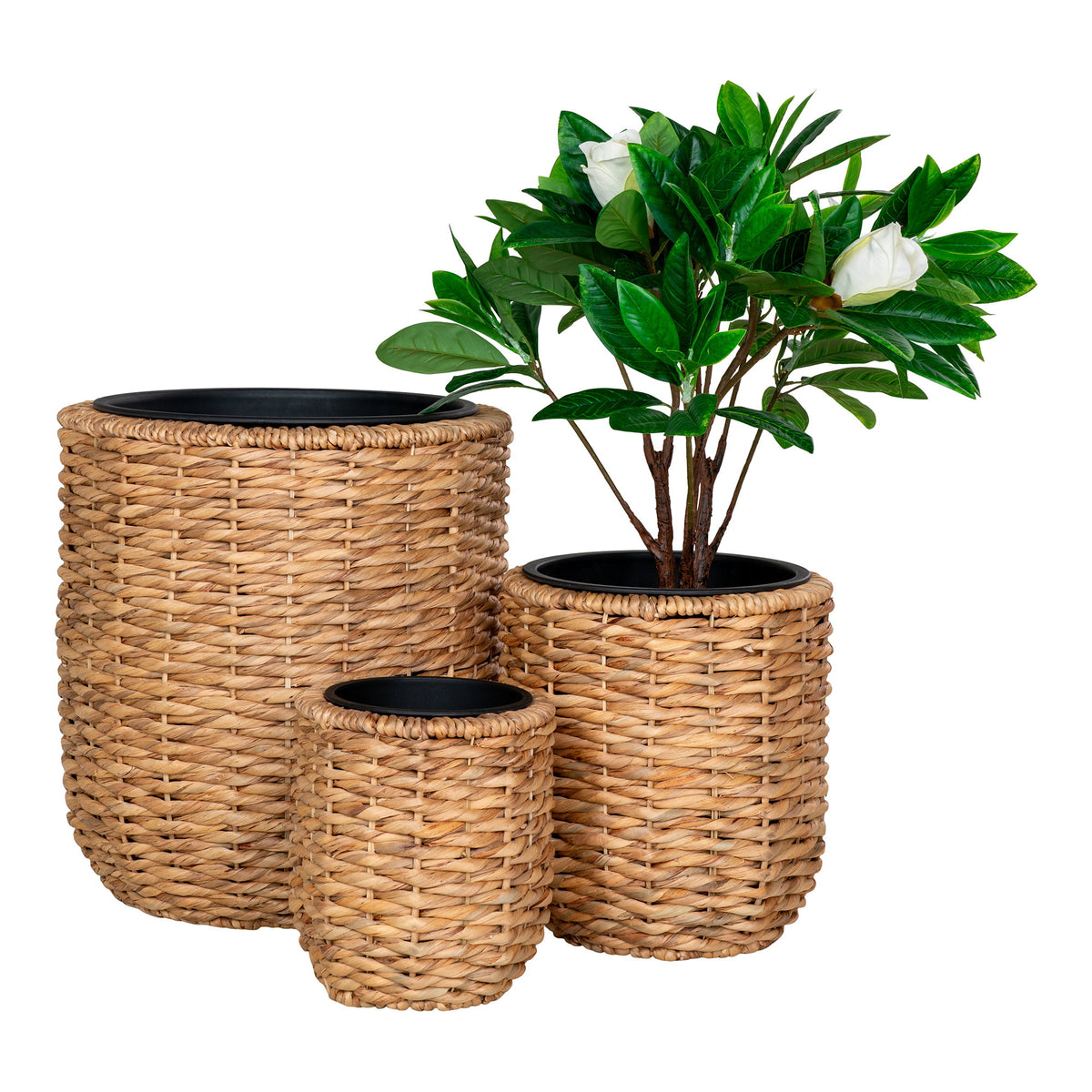 PolsterOase Möbel – Hanoi Blumentöpfe aus Wasserhyazinthe, Natur, 3er, Set – Ansicht 2