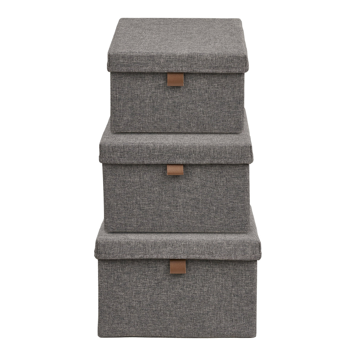 PolsterOase Möbel – Noto Aufbewahrungsboxen, 3er, Set, Dunkelgrau – Ansicht 2