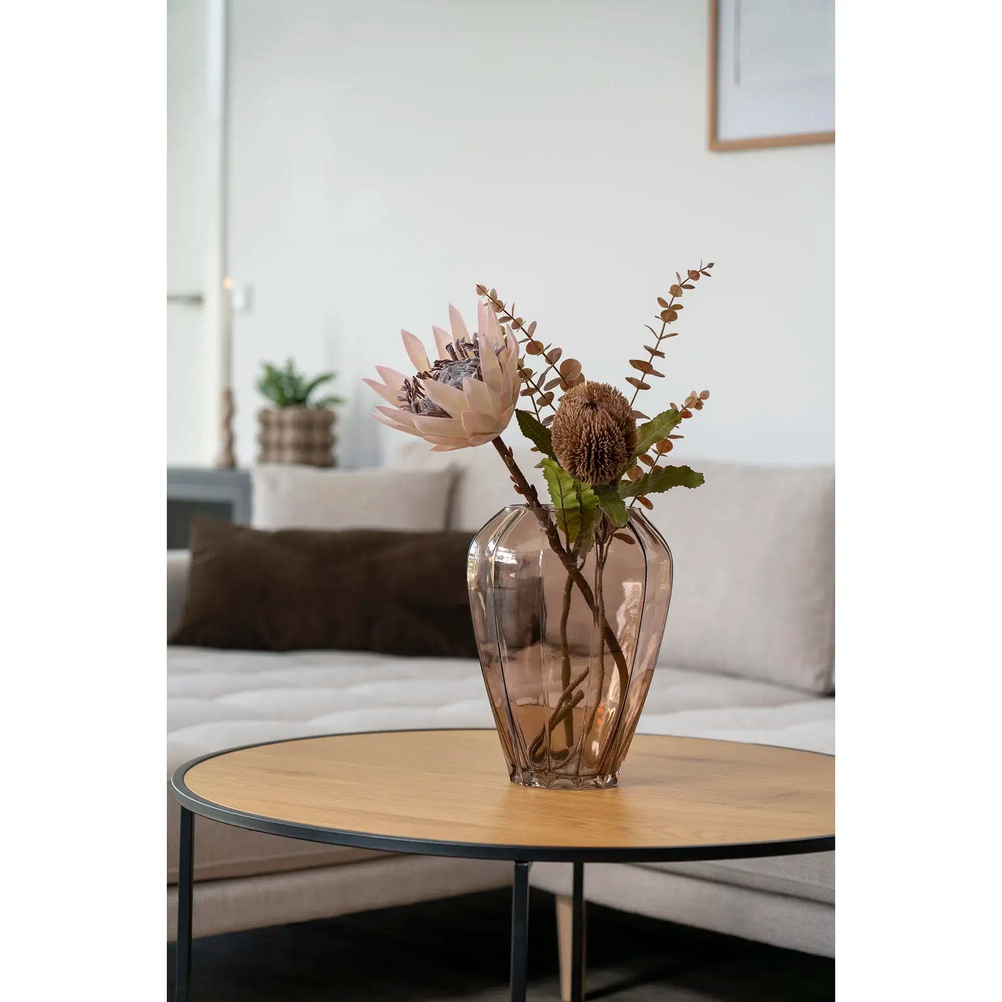 Vase aus Glas in Braun Ø22 cm – Skandinavische Deko 29 cm Höhe