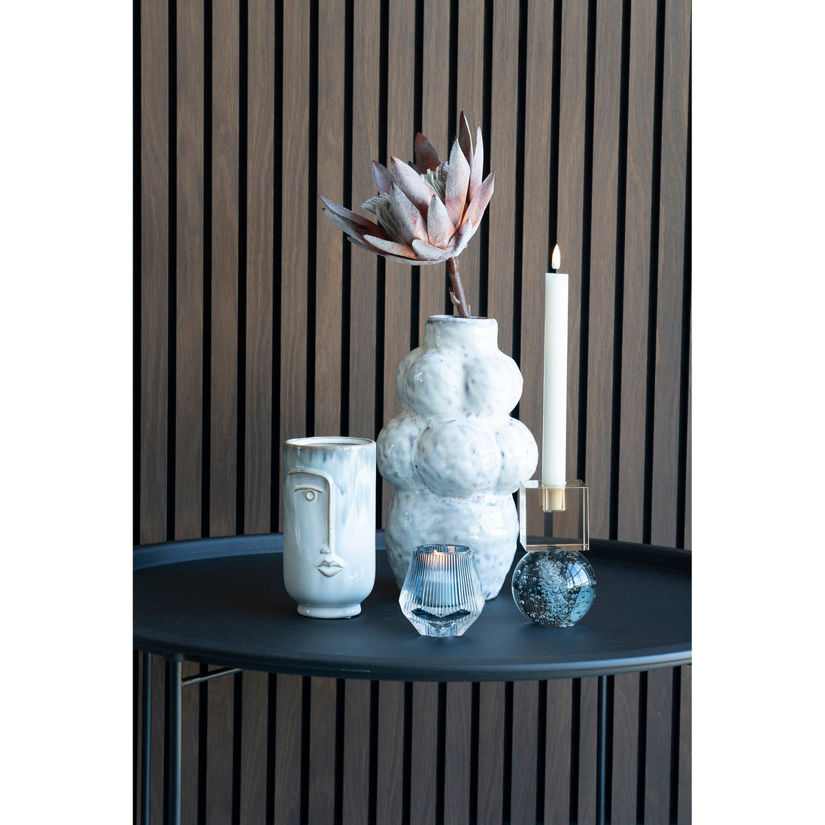 PolsterOase Möbel – Vase aus Keramik, Blau, Ø 9 × H 17 cm – Ansicht 4