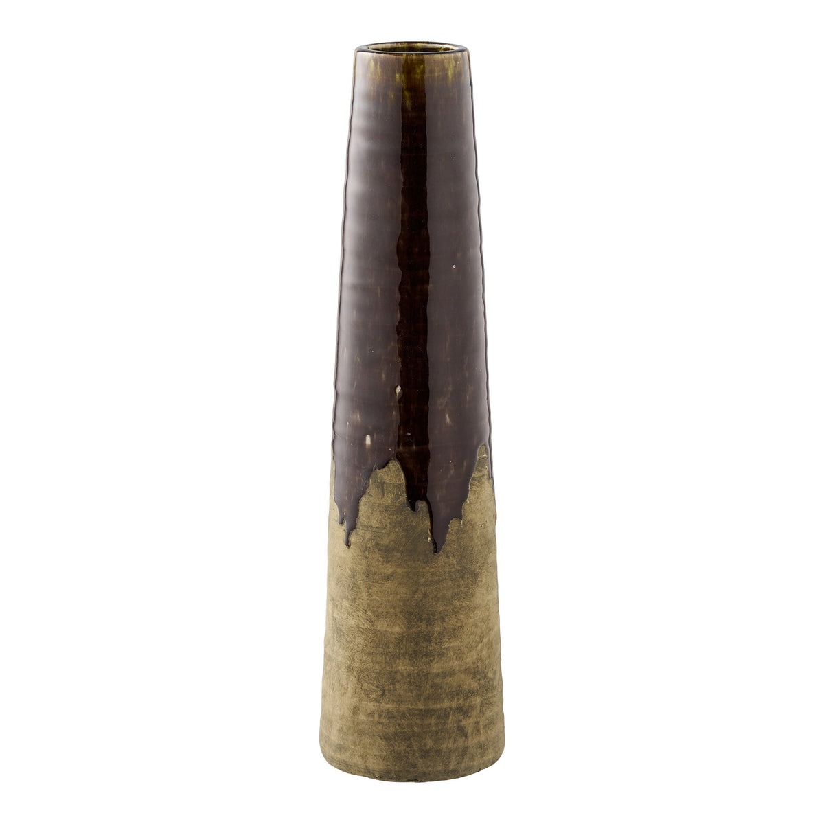 PolsterOase Möbel – Vase aus Keramik, Braun, Ø 12, 5 × H 48 cm