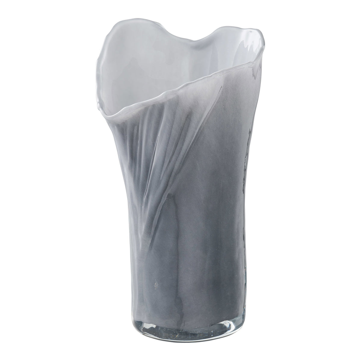 Vase – mundgeblasenes Glas, grau/weiß, 13 × 12,5 × 24 cm