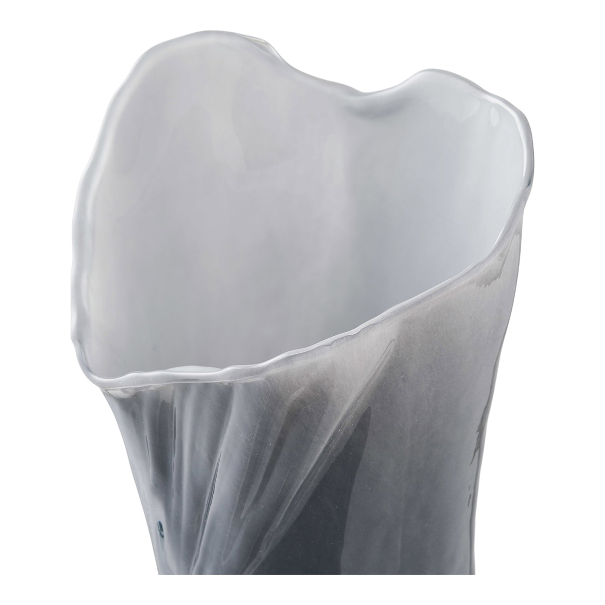 Vase – mundgeblasenes Glas, grau/weiß, 13 × 12,5 × 24 cm