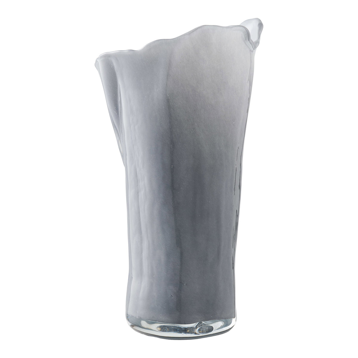 Vase – mundgeblasenes Glas, grau/weiß, 13 × 12,5 × 24 cm