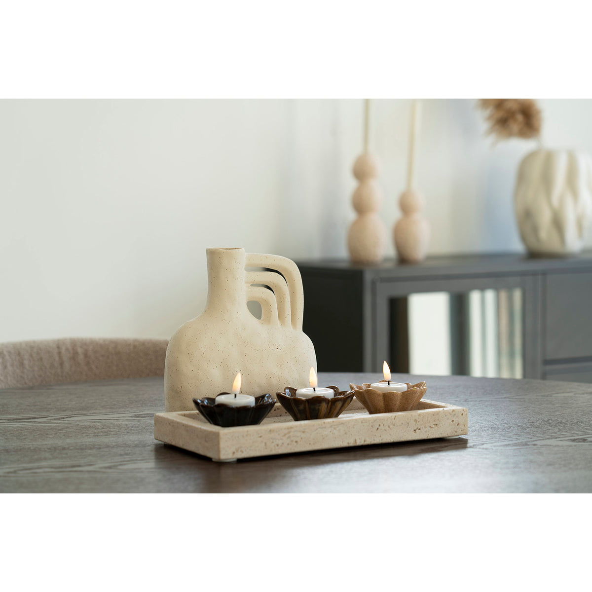Tablett aus Travertin, Natur, 30,5 × 15 cm