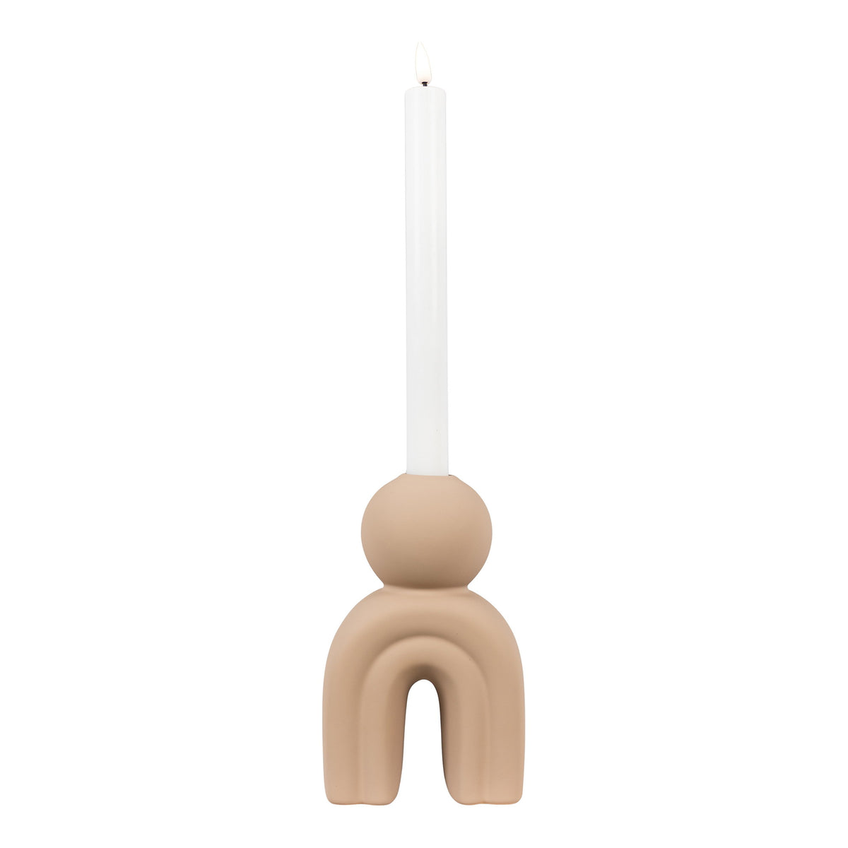 PolsterOase Möbel – Kerzenhalter aus Steinzeug, Braun, 17 cm