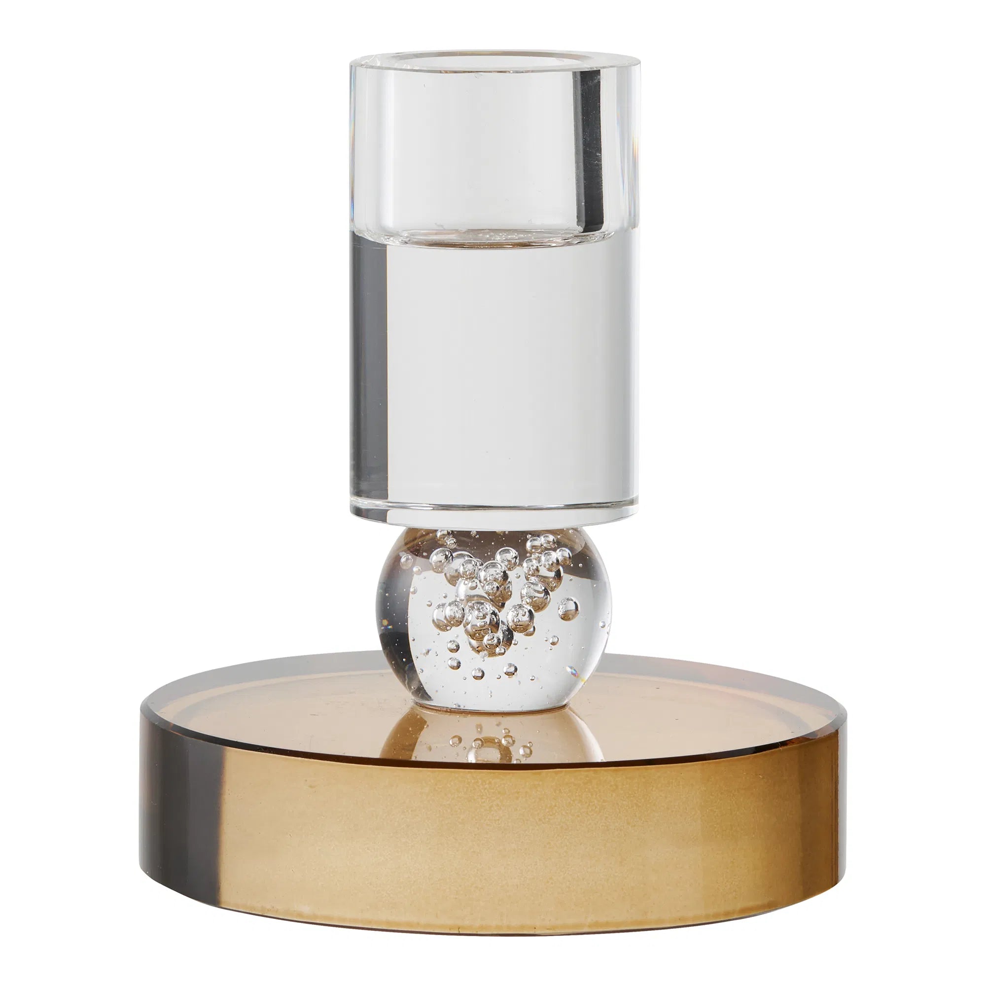 Kerzenhalter aus Glas Braun/Weiß Ø8,5 cm – Skandinavische Tischdeko