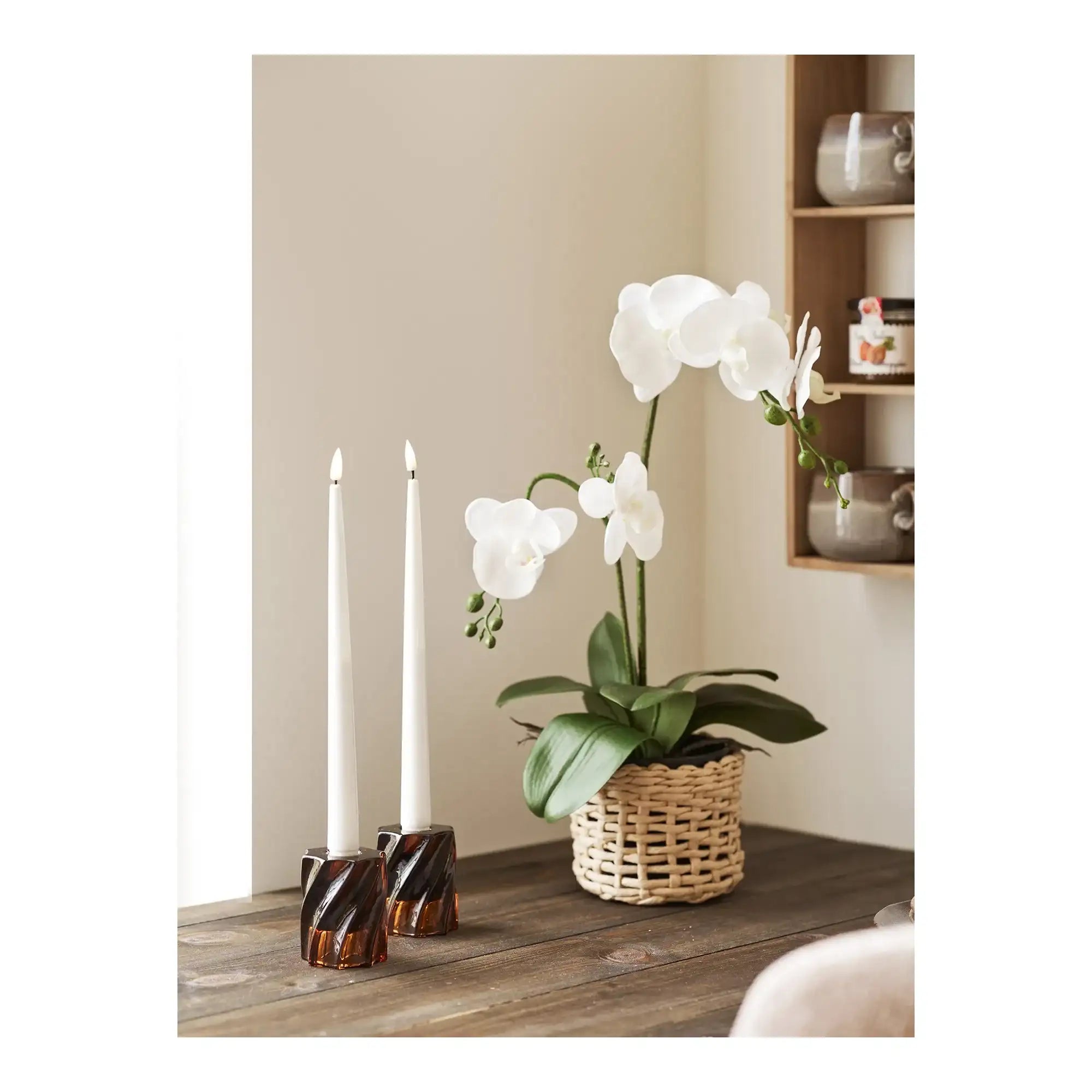 Kerzenhalter 2er Set aus Glas in Rauchbraun – Skandinavische Deko