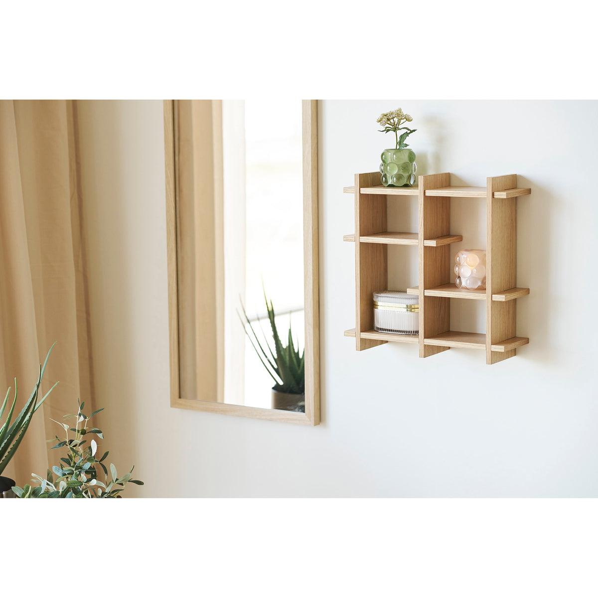 PolsterOase Möbel – Kerzenhalter aus Glas, 2er, Set, Beige/Grün – Ansicht 6