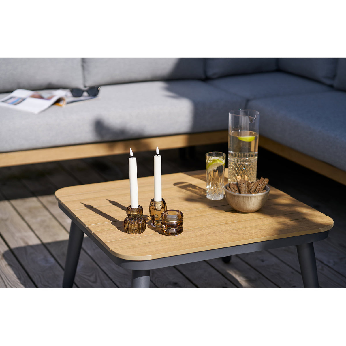 PolsterOase Möbel – Kerzenhalter aus Rauchglas, 3er Set, Braun – Ansicht 4