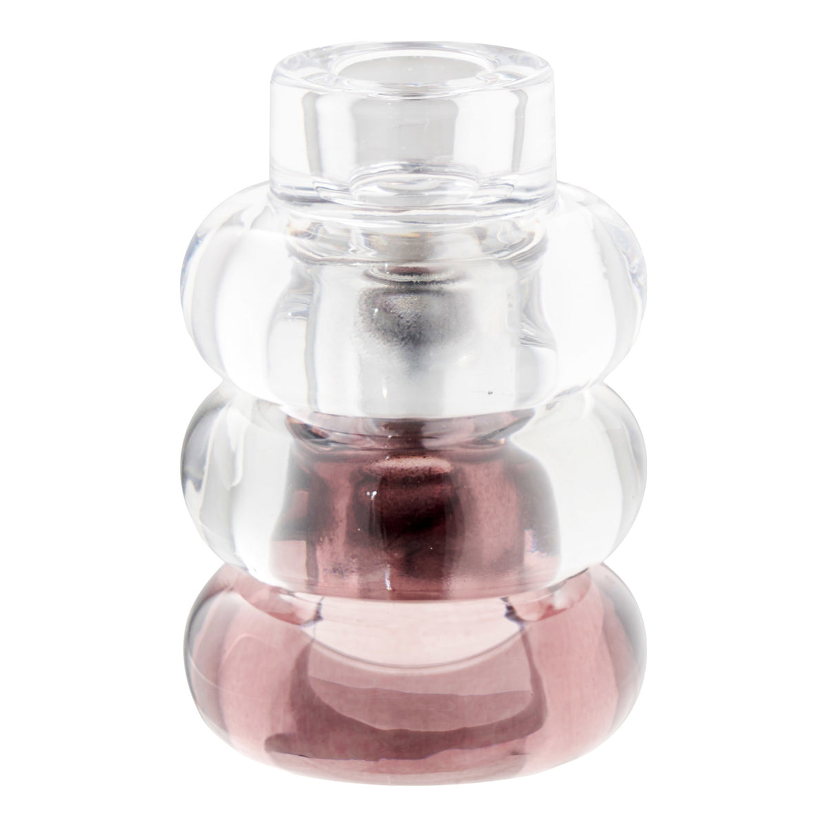 PolsterOase Möbel – Kerzenhalter aus Glas, Klar/Rauchgrau/Kastanienrot, 3er, Set – Ansicht 3