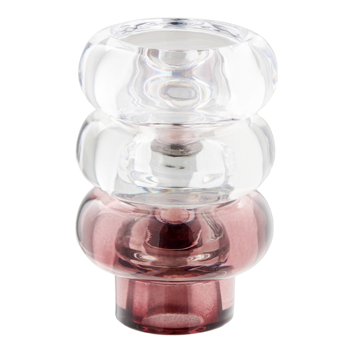 PolsterOase Möbel – Kerzenhalter aus Glas, Klar/Rauchgrau/Kastanienrot, 3er, Set – Ansicht 4