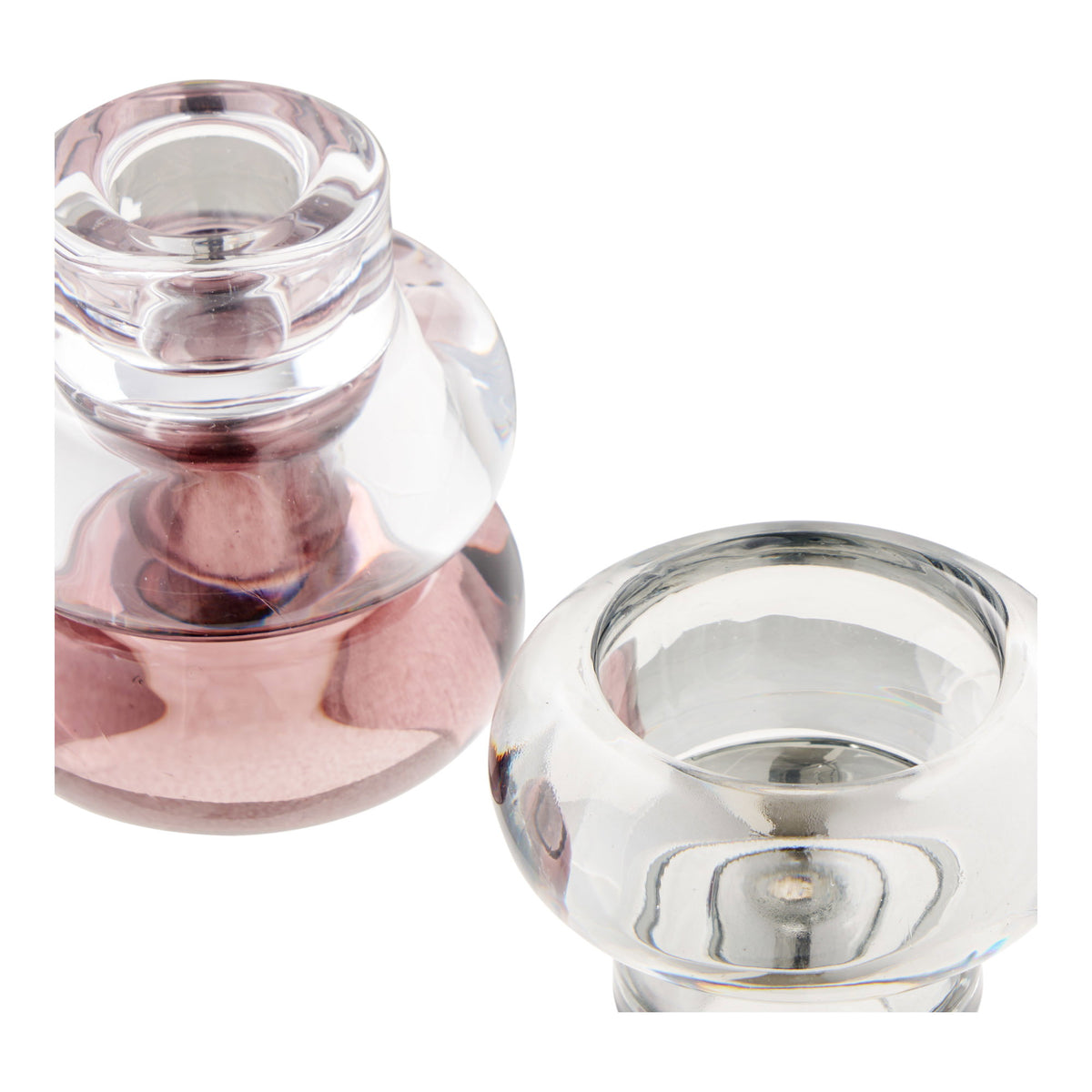 PolsterOase Möbel – Kerzenhalter aus Glas, Klar/Rauchgrau/Kastanienrot, 3er, Set – Ansicht 7