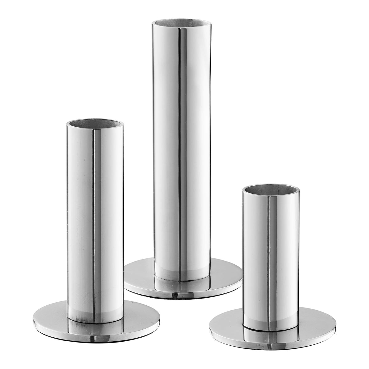 Kerzenhalter aus Edelstahl, 3er Set, Silber