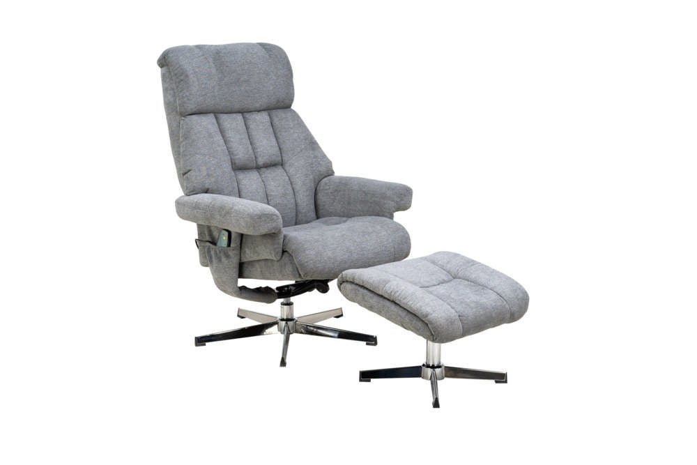 Elektrischer TV Drehsessel Sessel mit Massage + Wärme und Hocker - POLSTEROASE