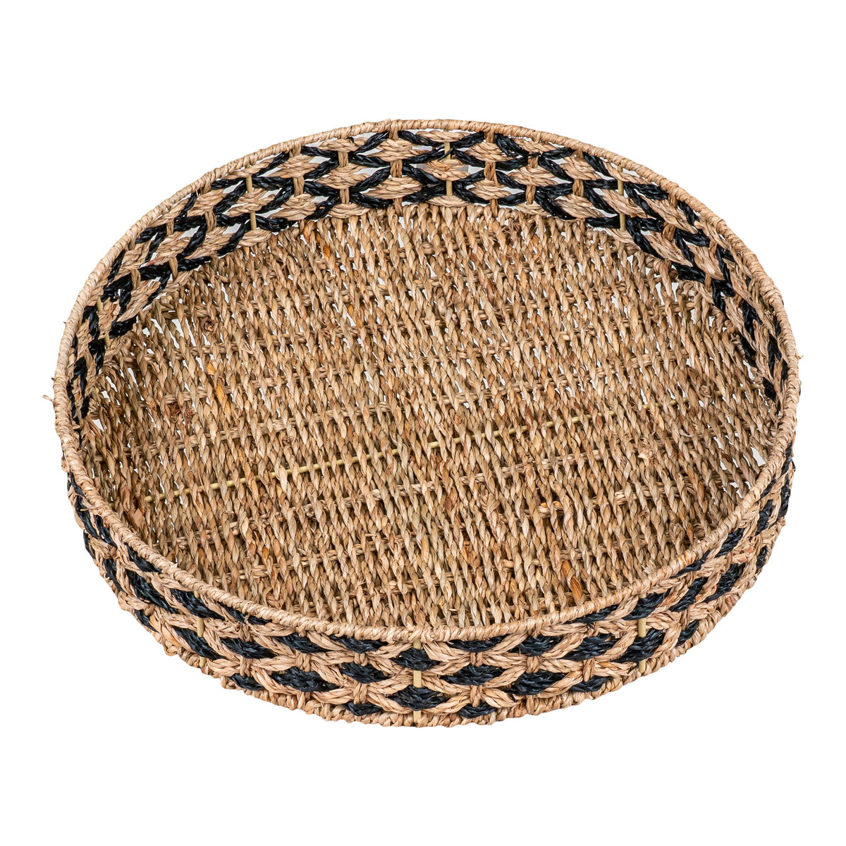 PolsterOase Möbel – Nerja Tablett aus Seegras, Schwarz/Natur, Ø 38 cm – Ansicht 3