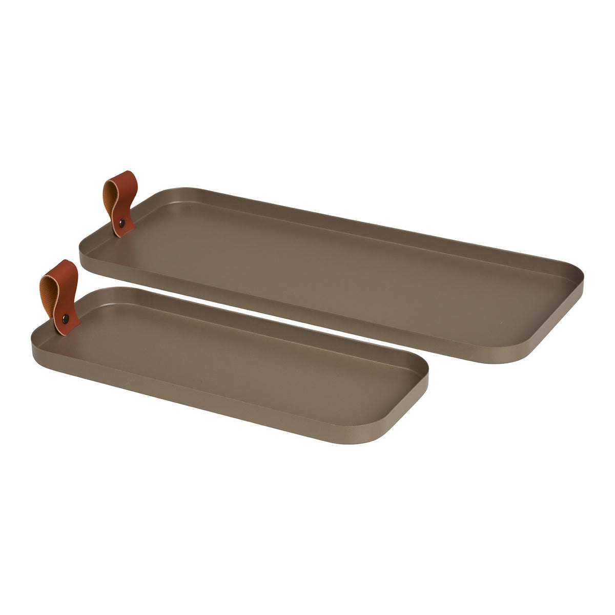 PolsterOase Möbel – Tabletts aus Stahl, 2er Set, Braun