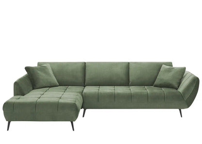 Ecksofa L - Form in Samt Grün - POLSTEROASE