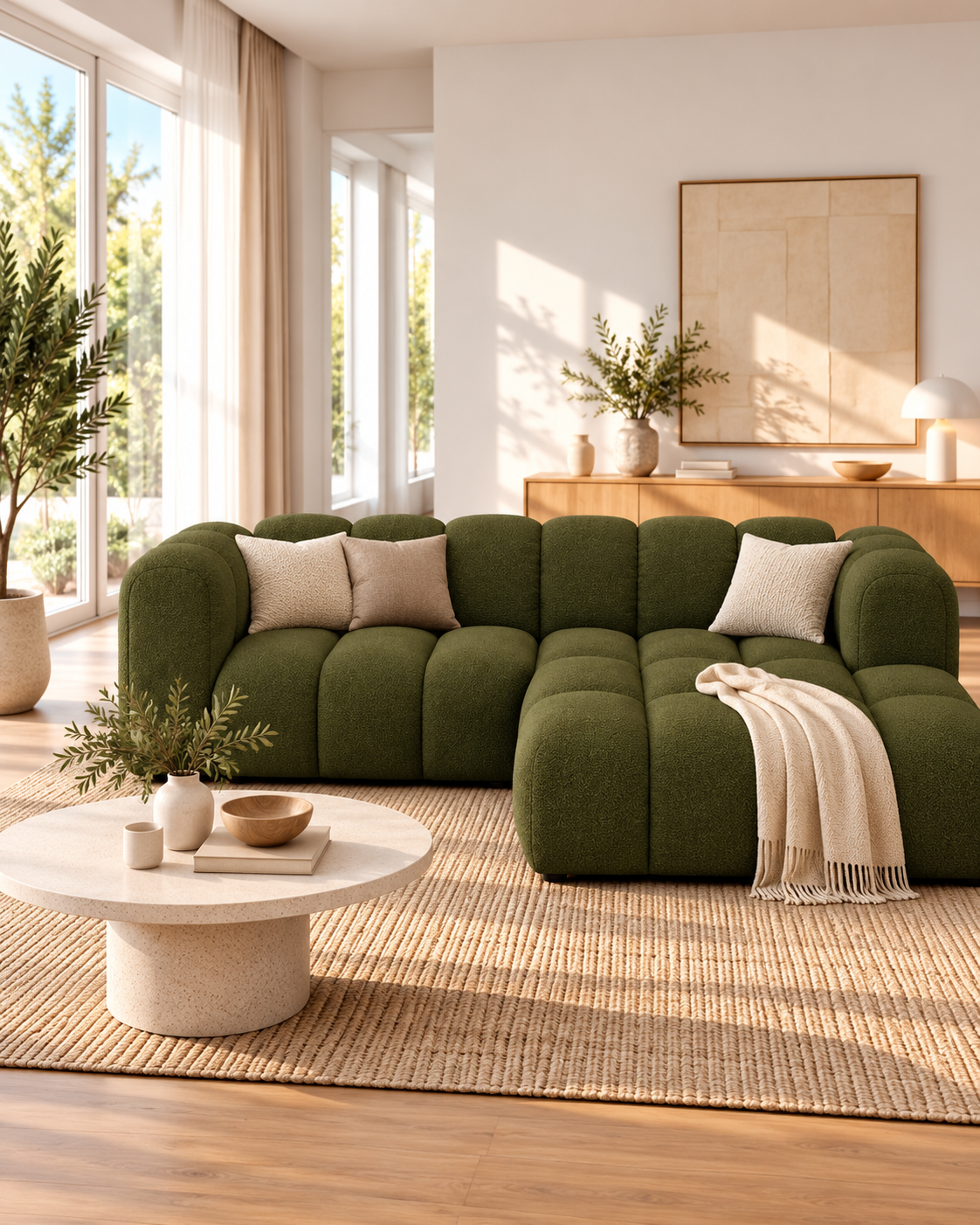 Grandé Modulsofa, Ecksofa aus Bouclé (3-Sitzer), 230 cm