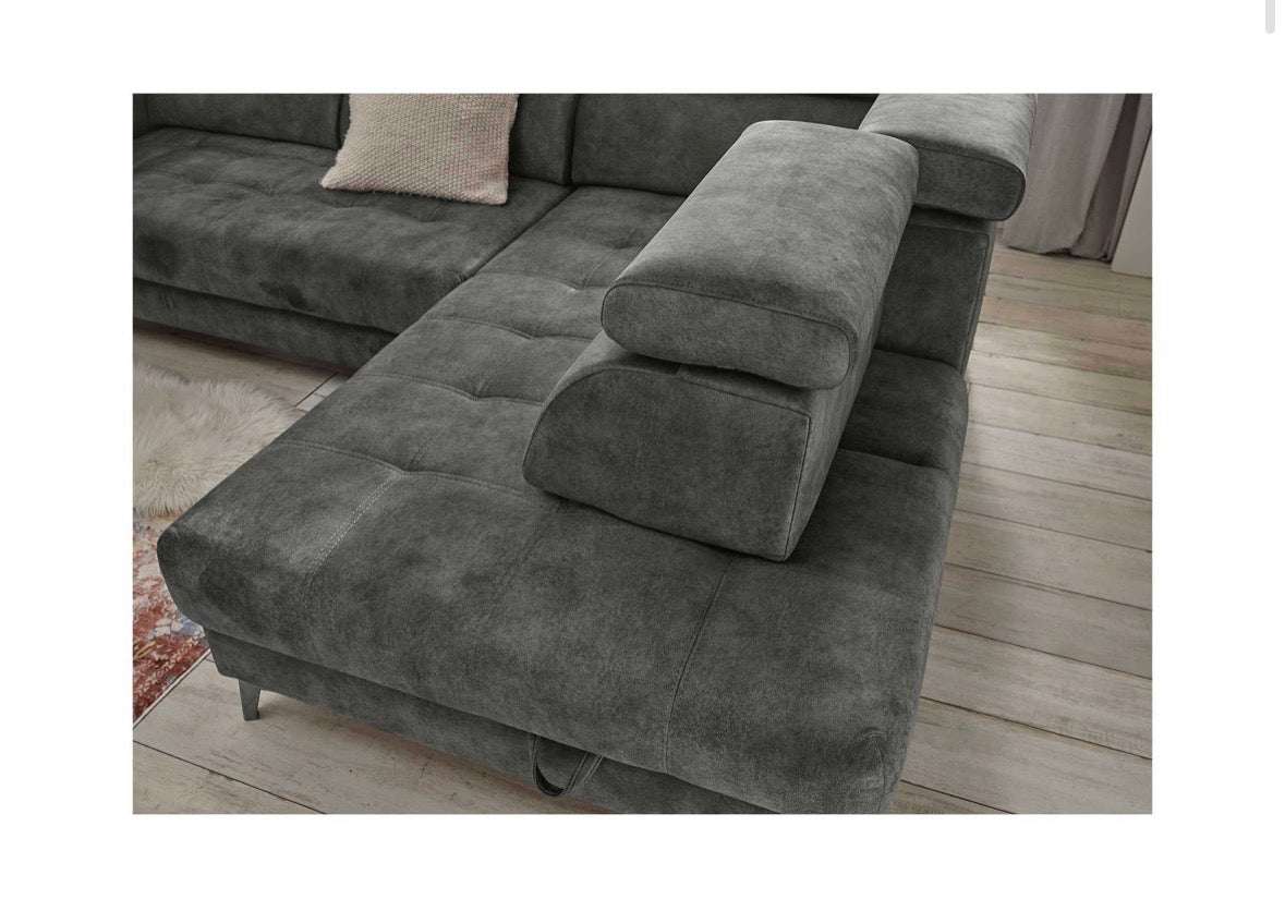 Elektrisches Ecksofa in Samt, 282cm Breite | PolsterOase