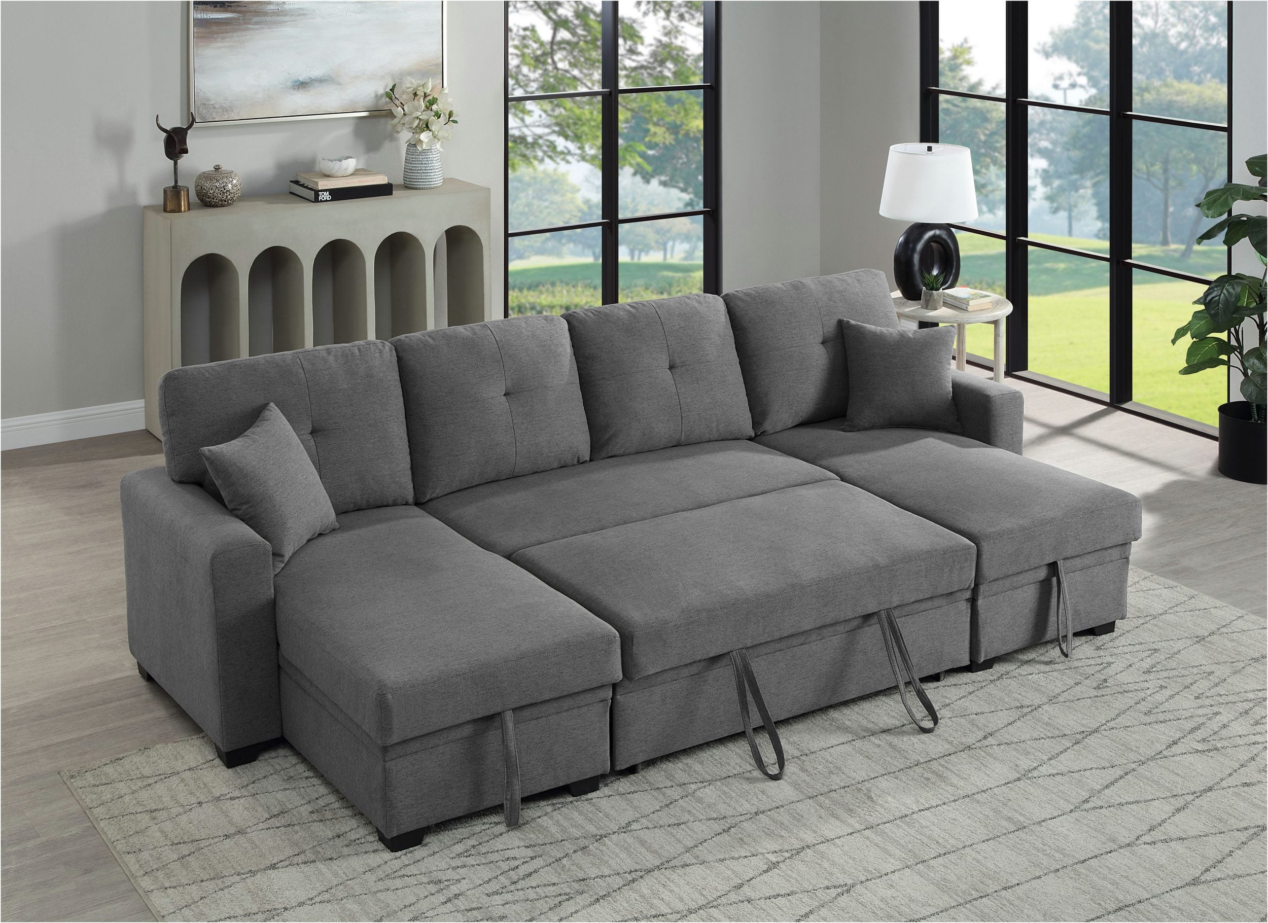 Sofa Wohnlandschaft mit Schlaffunktion + Bettkasten, 282 cm Breite
