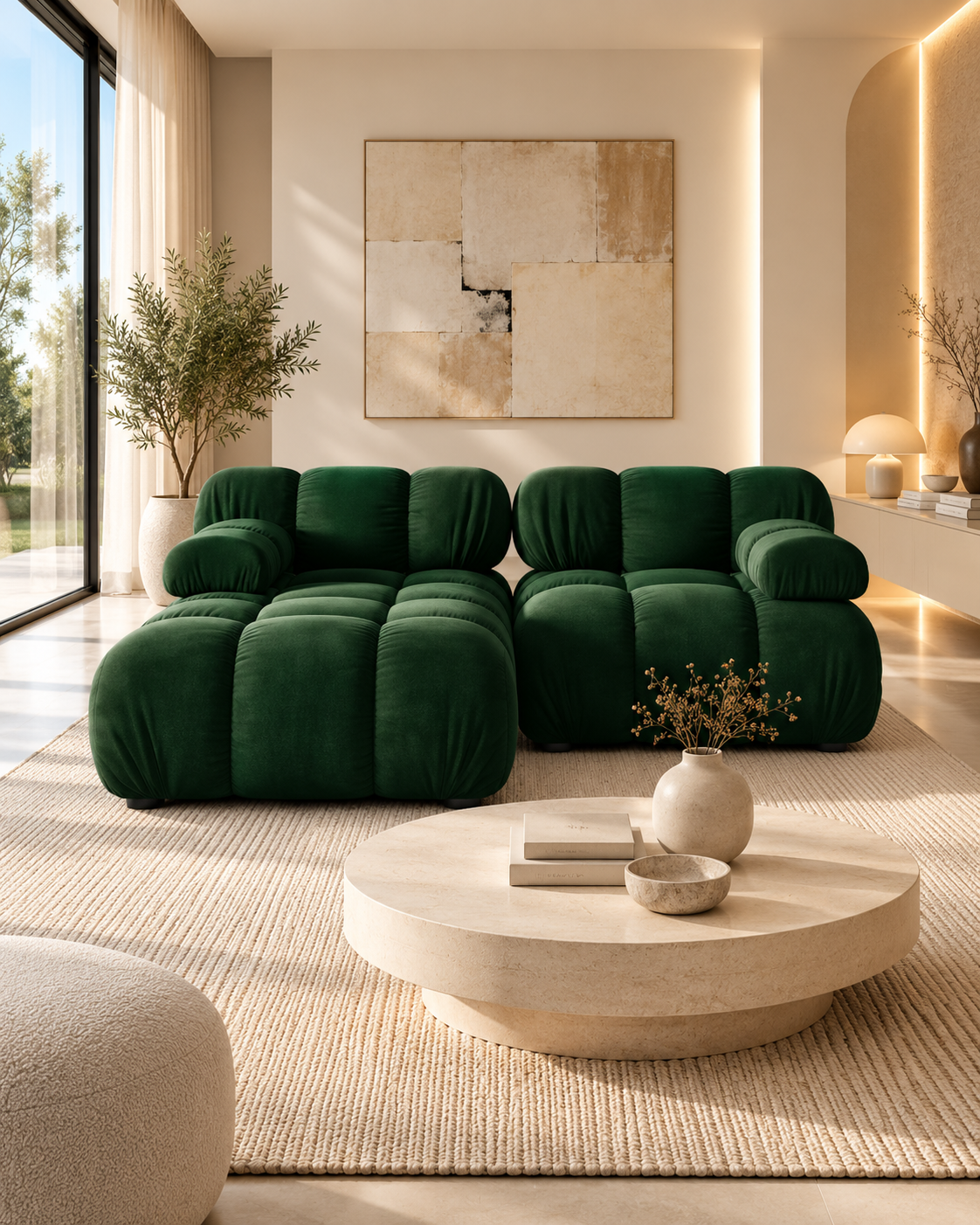 Selene Modulsofa, Ecksofa aus Samt (2-Sitzer), 190 cm