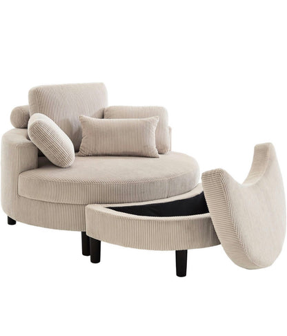 Loveseat / Relaxliege in Cord Creme / Beige - POLSTEROASE