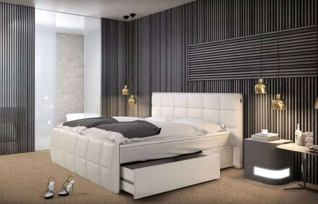 Boxspringbett - 200x200cm in Weiß | PolsterOase - POLSTEROASE