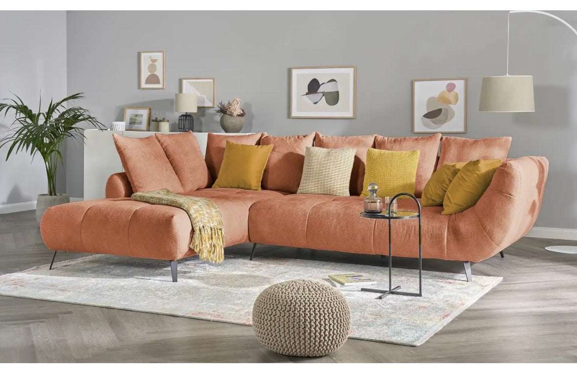 Ecksofa in Webstoff Kupfer