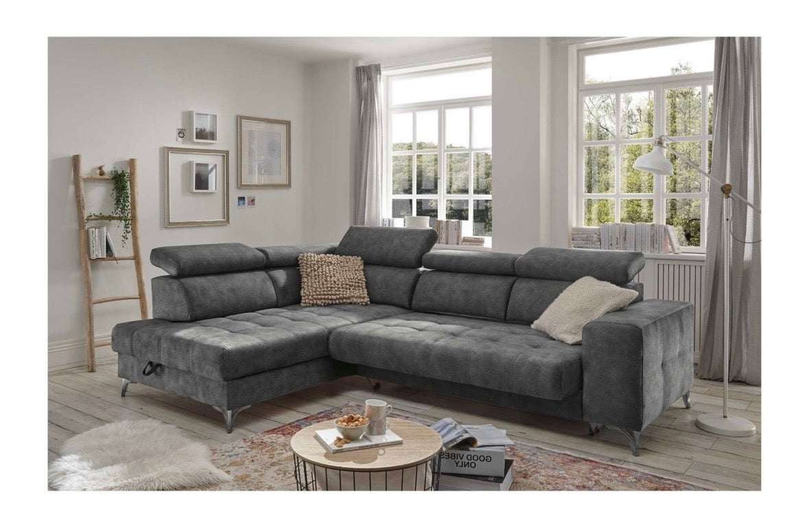 Elektrisches Ecksofa in Samt, 282cm Breite | PolsterOase