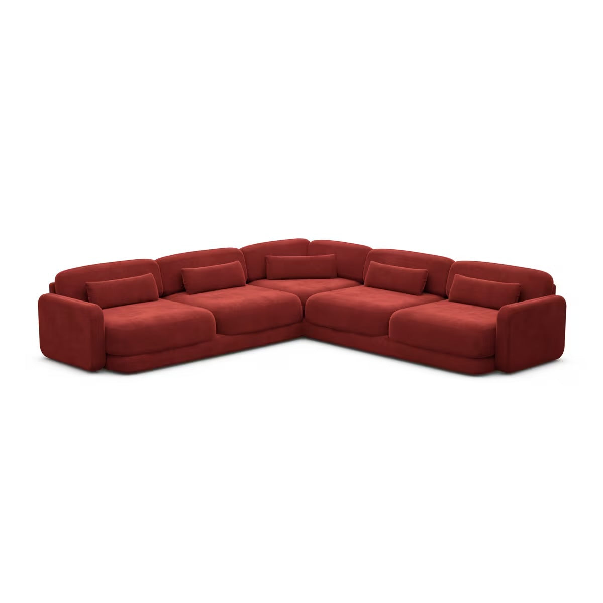 Ecksofa in Samt Rot, 229 cm Breite | PolsterOase