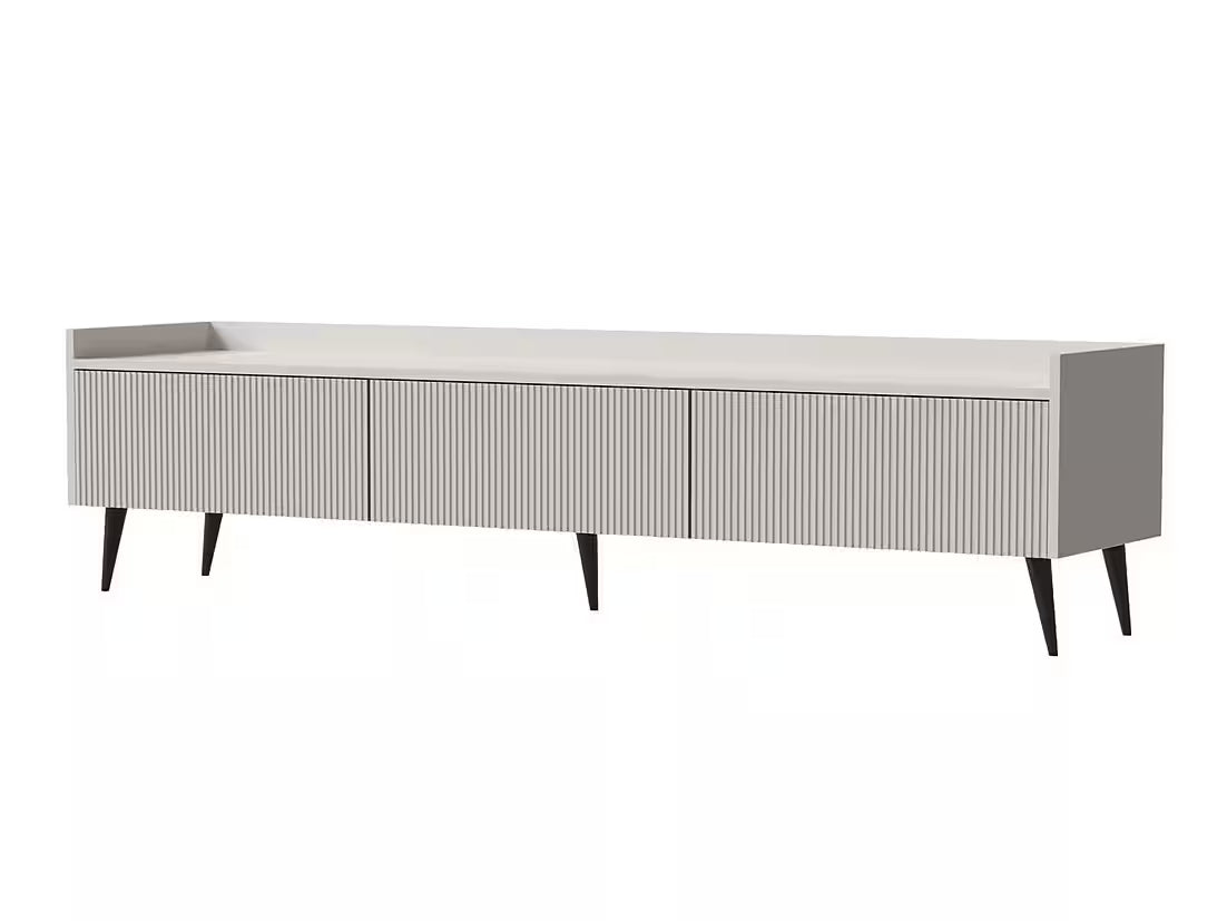 AVEN Board 150 cm – Design Lowboard mit Lamellenfront (Kaschmir/Nussbaum)