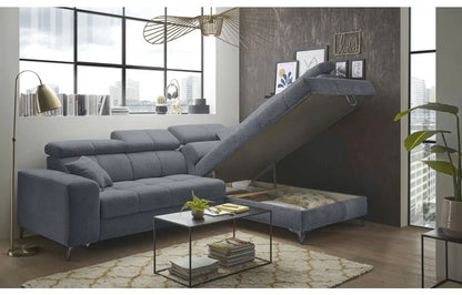 Elektrisches Ecksofa L - Form in Webstoff Anthrazit - POLSTEROASE