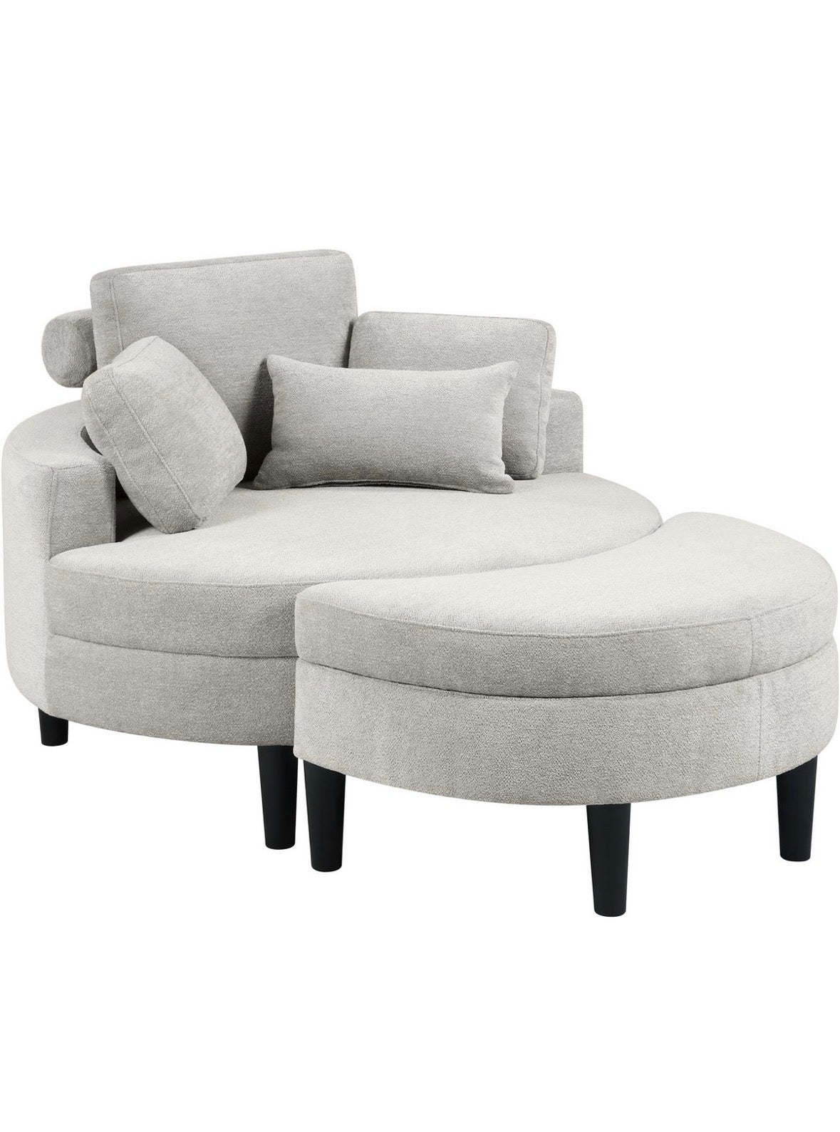 Loveseat / Relaxliege in Struktur Webstoff Hellgrau