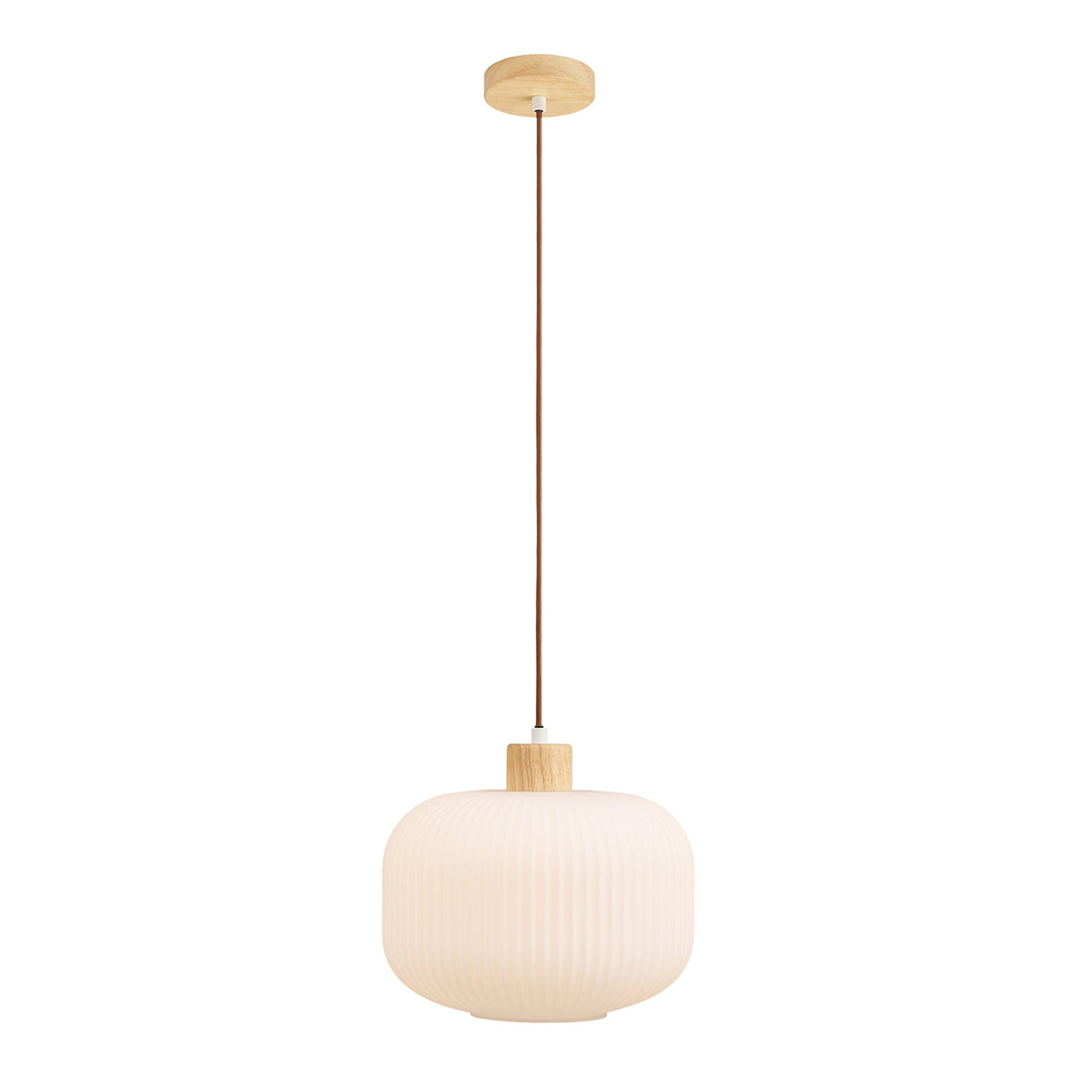 Argalo Pendelleuchte – Glas/Holz Weiß, Ø 30 cm