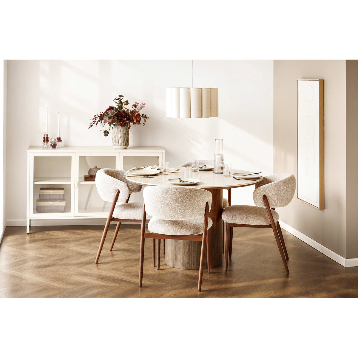 Watton Pendel – Stahl/Leinen, Grau/Beige