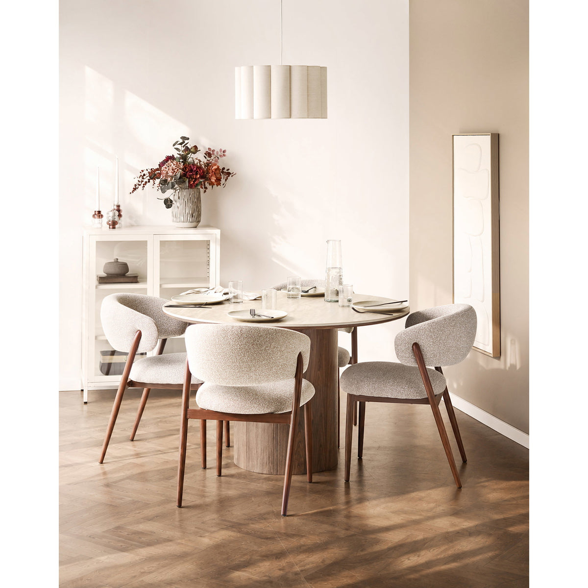 Watton Pendel – Stahl/Leinen, Grau/Beige