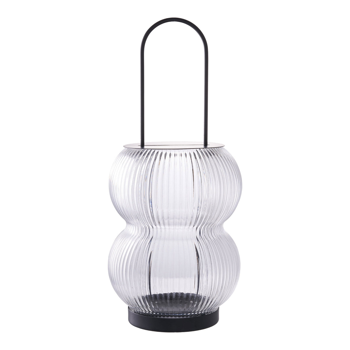 PolsterOase Möbel – Lucena Laterne aus Metall und Glas, Schwarz, 36 cm