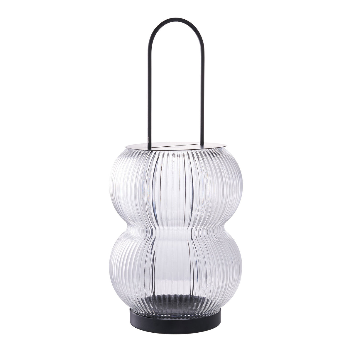 PolsterOase Möbel – Lucena Laterne aus Metall und Glas, Schwarz, 36 cm – Ansicht 2